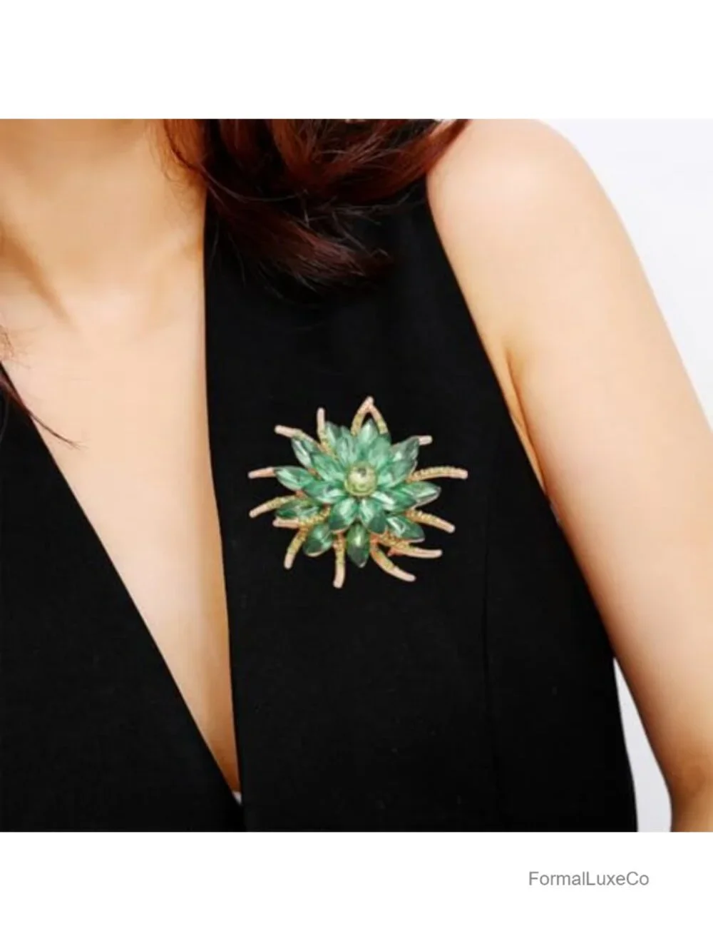 Sparkly Crystal Sunflower Brooch Pin - Gold Plated Cubic Zirconia Statement